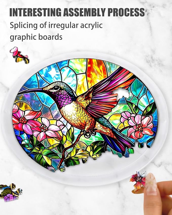 83 Piece Acrylic Puzzle Suncatcher, Stained Glass Style Art DIY Puzzle - Image 4