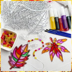 AUEKIV Suncatcher Kit 32 Sets Fall Leaf Suncatchers Window Art Paint Sun - Image 8
