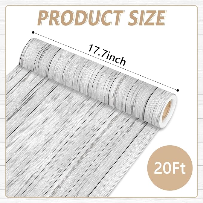 Qyeahkj Wood Grain Bulletin Board Paper Roll Rustic Bulletin Board Background - Image 2