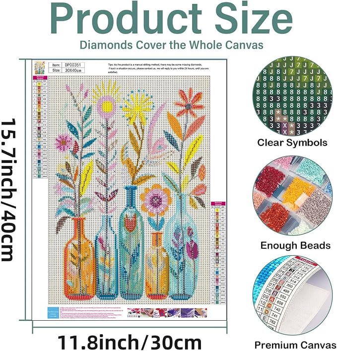 EIBEILI Diamond Art Kits for Adults, Flower 5D Diamond Painting Kits for - Image 5
