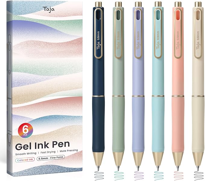 Taja Colorful Gel Pens, 0.5mm Fine Point Smooth Writing Pens by Taja