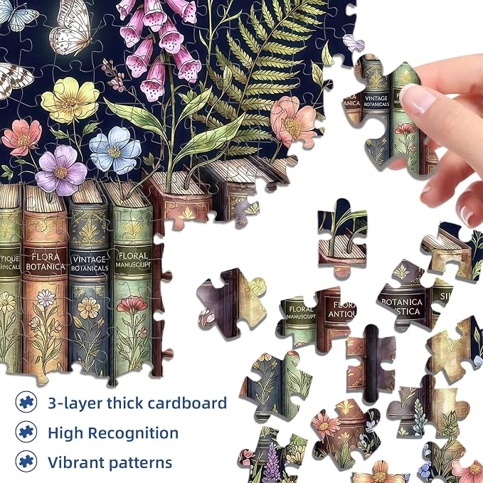 Botanical Book Garden Puzzles for Adults 1000 Pieces, Recycled Paper | - Image 2