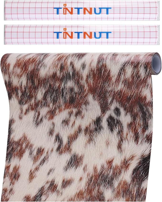 Tintnut Beige Cow Permanent Vinyl Roll 12in x 5ft Cowhide Adhesive Vinyl | by Tintnut