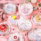 Funnymoom 7 Inch Pink Elephant Baby Shower Paper Plates 60 Pcs It's a Girl - Image 6