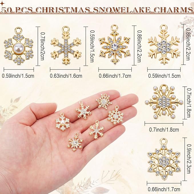 Landical 50 Pcs Winter Snowflake Charms - Image 2