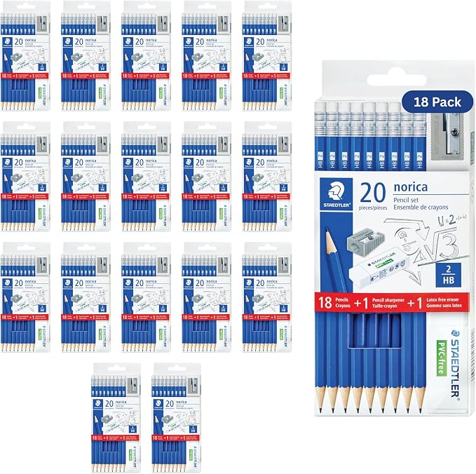 STAEDTLER Norica #2 HB Wood-Cased Pencil Set, 18 Pack, 324 Graphite Pencils | by Staedtler