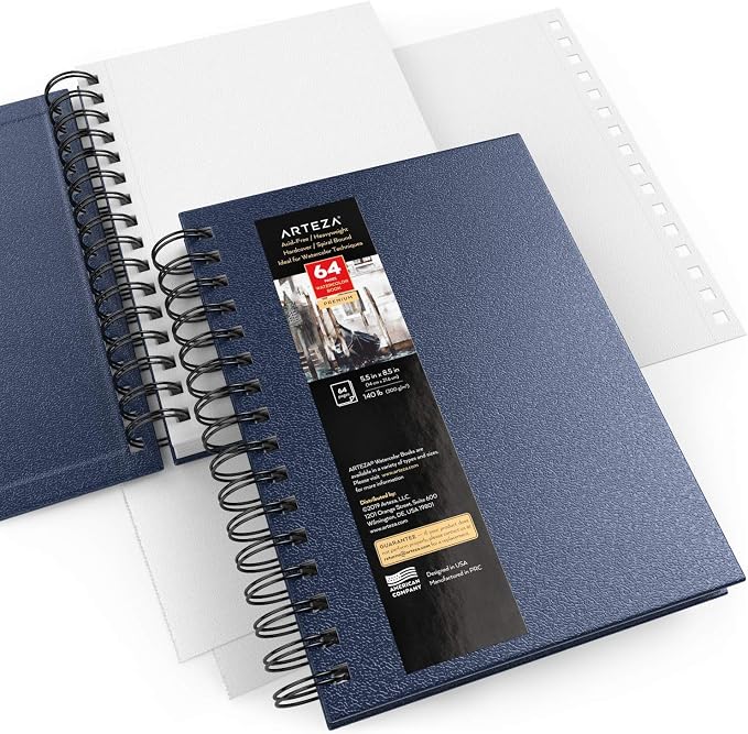 ARTEZA Watercolor Sketchbook Set, 64 Pages per Book, 5.5 x 8.5 Inches, - Image 4