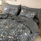 Yiran 7 Piece Grey Floral Comforter Set King Size, Botanical Flowers Bed in a - Image 5