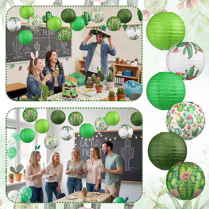 Panelee 12 Pcs Summer Cactus Party Decorations Mexican Themed Succulent Plant - Image 6