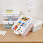 Citylife 17QT 4-Pack Plastic Craft Storage Box Buildable Lid Removable Tray | - Image 4