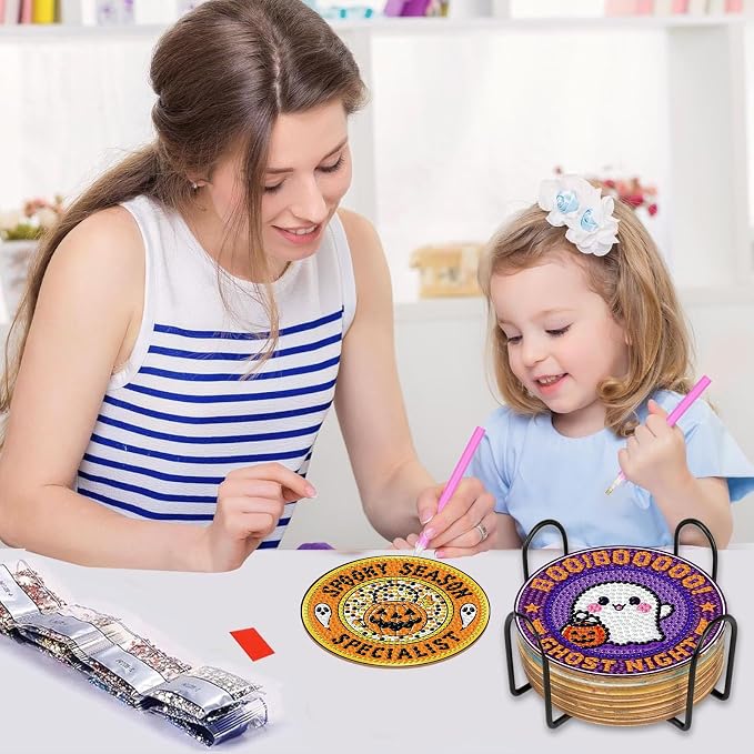 Gemozaic 8PCS Halloween Diamond Art Coasters Kit - Image 4