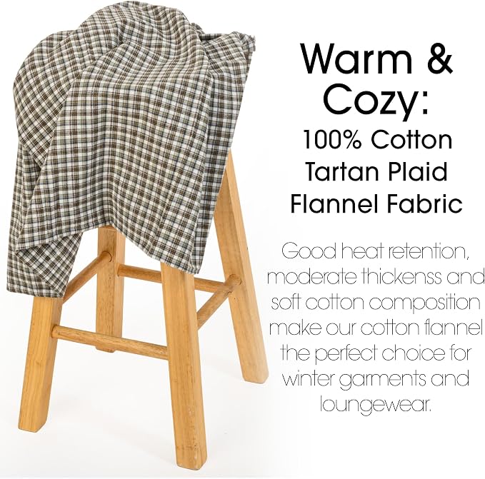 Pico Textiles 20 Yards Bolt Olive Green and Tan Tartan Plaid Flannel Fabric - Image 3