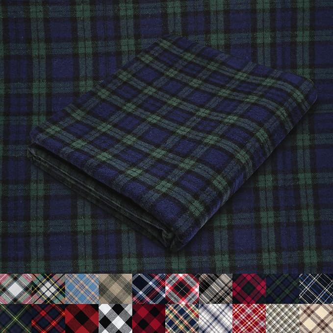 Pico Textiles 4 Yards Bolt Blue and Green Blackwatch Tartan Plaid Flannel Fabric by PicoTextiles