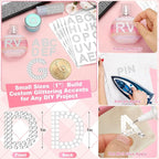 204 Pcs Rhinestone Letter Stickers 1 Inch Silver Crystal Diamond Gem Border - Image 2