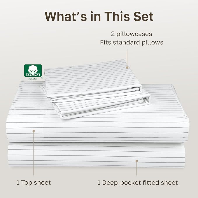 California Design Den Soft 100% Cotton Queen Size Bed Sheets Set, 400 TC Good - Image 4