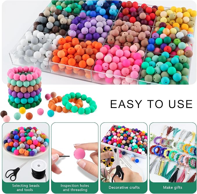 150Pcs Silicone Beads 15mm Mix Color, Bulk Silicone Beads 15mm - Image 4