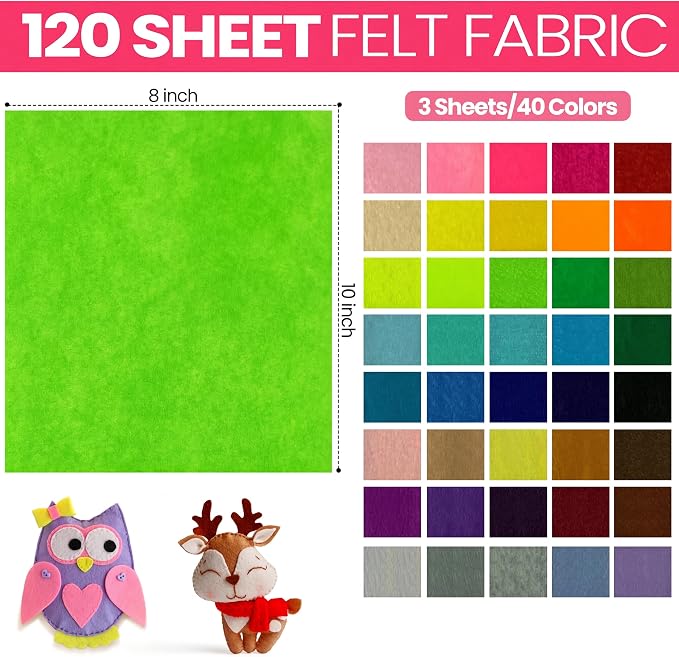 Reginary 120 Pcs 8 x 10 Inch Felt Sheets Bulk - Image 2