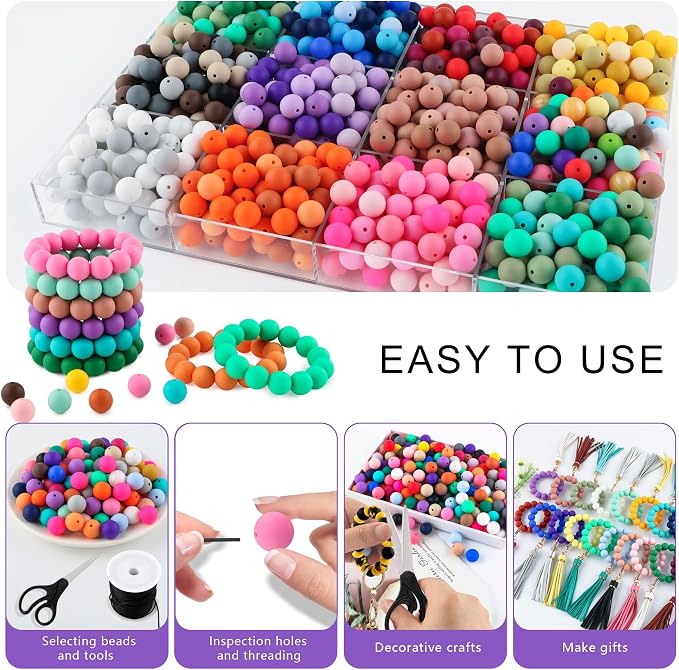 150Pcs Silicone Beads 15mm Mix Color, Bulk Silicone Beads 15mm - Image 4