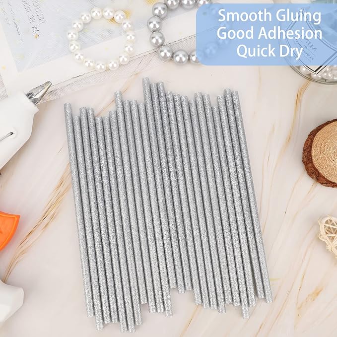 Manarty Glitter Silver Hot Glue Sticks, All Temperature Adhesive EVA Glue Sticks - Image 4
