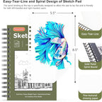 Soucolor Sketchbook 5.5" x 8.5", 2 Pack Mini Sketch Book | Spiral Bound Sketch - Image 3