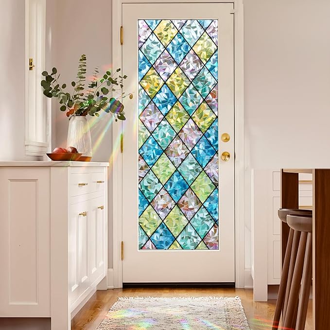 Coavas Window Privacy Film Stained Glass Window Clings 3D Rainbow Film - Image 5