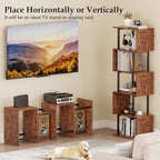 Furologee 5 Tier Bookshelf, S Shaped Geometric Bookcase, Narrow Freestanding - Image 7
