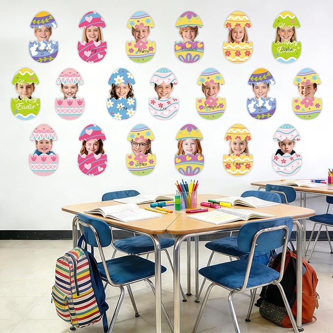 54Pcs Easter Egg Cutouts, Spring Classroom Bulletin Board Decorations, - Image 5