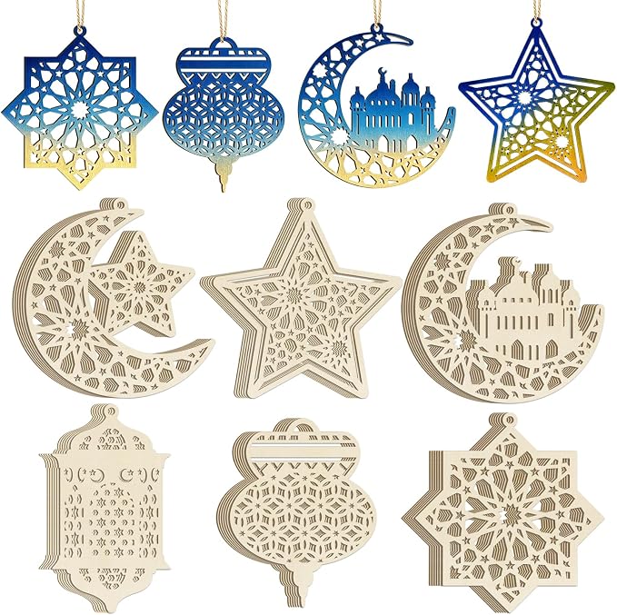 36PCS Wooden Ramadan Decorations Eid Islam Mubarak Ornaments Mubarak Hanging by Sophena