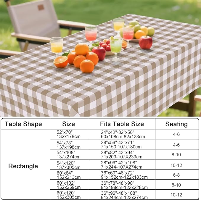 Smiry Rectangle Table Cloth, Waterproof Vinyl Tablecloths - Image 7
