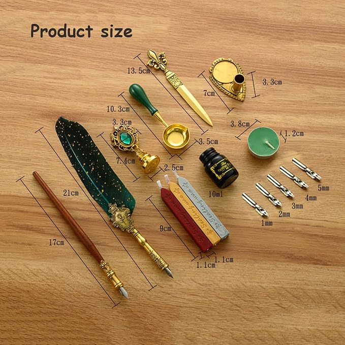 Joyeee Antique Feather Pen Set, - Image 5