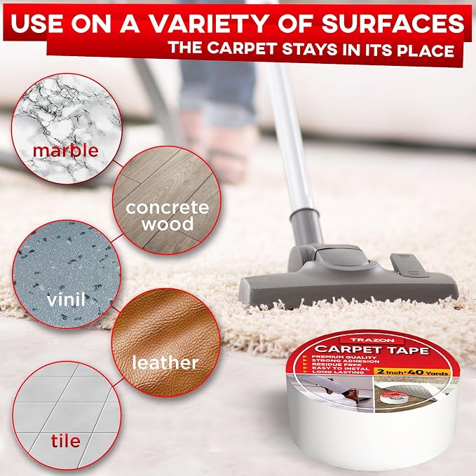 Trazon Carpet Tape Double Sided - 2 in / 120 Ft Tape Grippers - Image 5