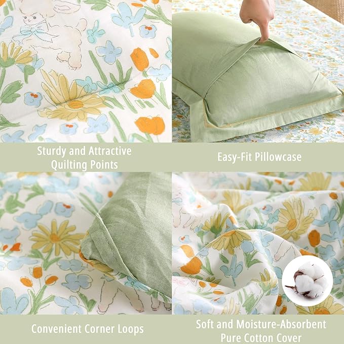 LEMIROE Floral Cotton Comforter King Size 3Pcs - Image 5