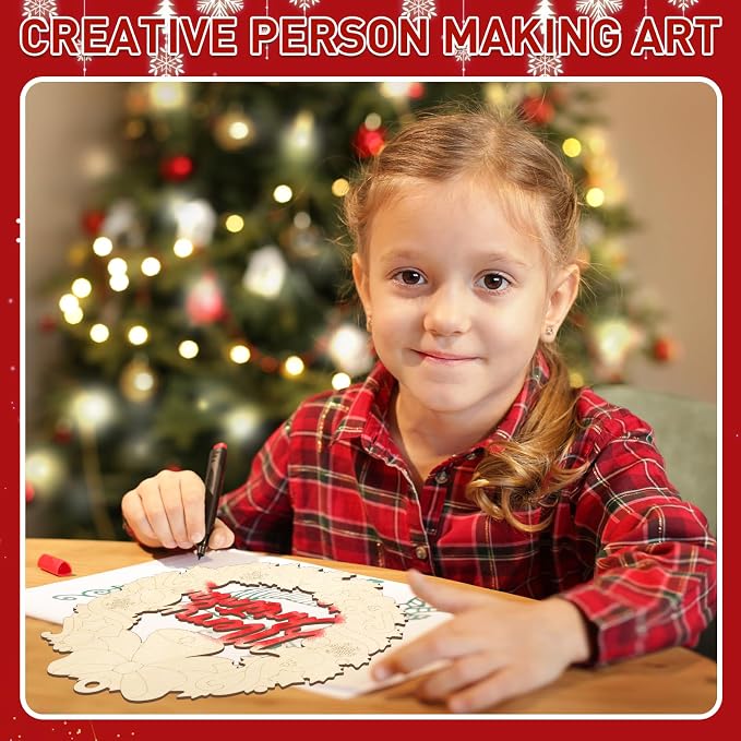 Paintable Christmas Ornaments 3 Sets, Wooden Ornaments to Paint, Unfinished - Image 3