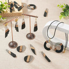 FASHEWELRY 20Pcs Resin Wood Earring Charms 3 Tone Wooden Earring Blanks - Image 2