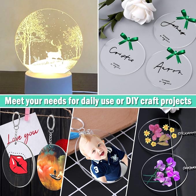 Acrylic Keychain Blanks, Audab 30PCS Bulk Acrylic Circles Clear Disc Ornaments - Image 2