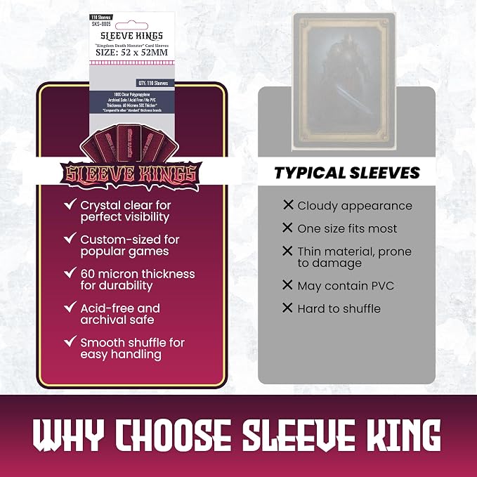 Sleeve Kings Kingdom Death Monster Compatible Card Sleeves 52x52mm – 110 Pack - Image 6