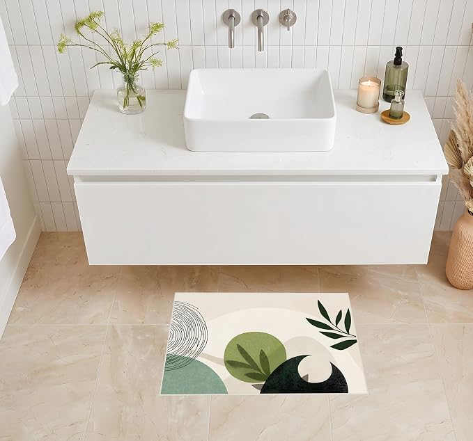 Modern Abstract Plant Area Rug 15.7 x 23.6 Inches, Faux Cashmere Door Mat - Image 5