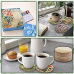 26PCS Wood Coasters Craft Kit 10 Paint You Own Coaster - Image 7