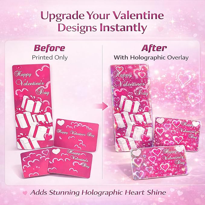 Bleidruck 25 Sheets Hearts Clear Holographic Laminate Sheet Adhesive Paper | - Image 7