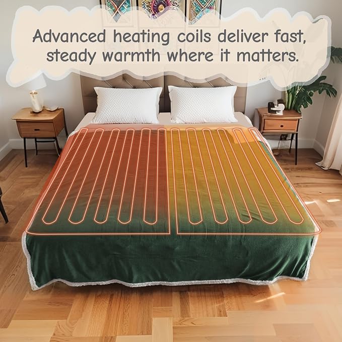 Electric Heated Blanket Full Size 72"x84", Soft Flannel - Image 5