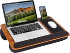 LAPGEAR Home Office Pro Lap Desk – Espresso Woodgrain, Fits 15.6” Laptops by LapGear
