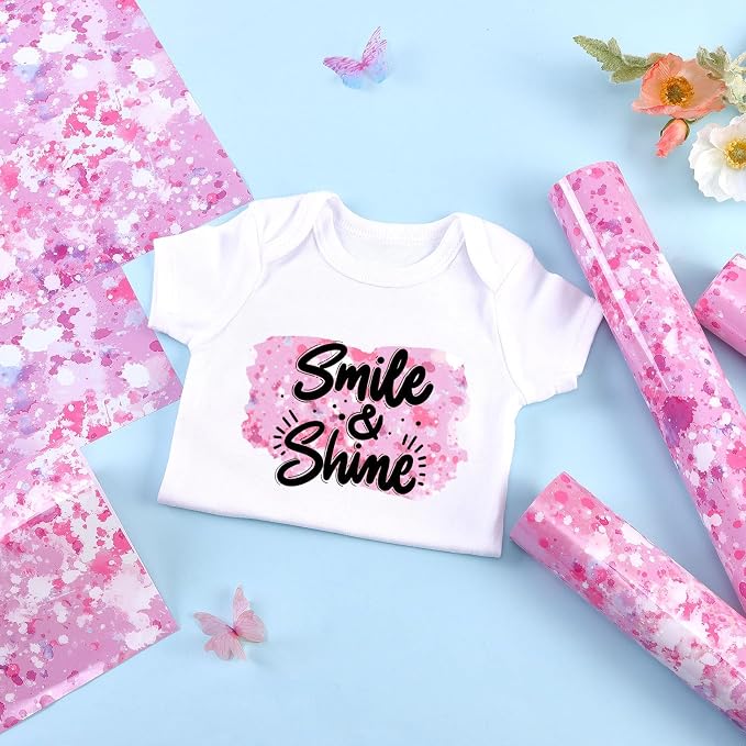 Tintnut Pink White Splash Heat Transfer Vinyl, stretch washable, works - Image 4