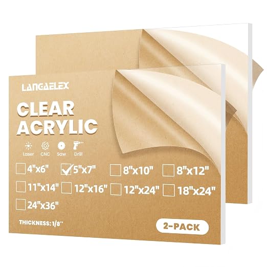 2 Pack 5x7 1/8" Clear Plexiglass Sheets by Langaelex