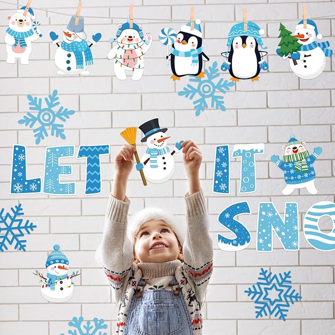 Outus 45 Pcs Winter Cutouts Snowflake Accents Paper Cutouts Name Tags Seasonal - Image 4
