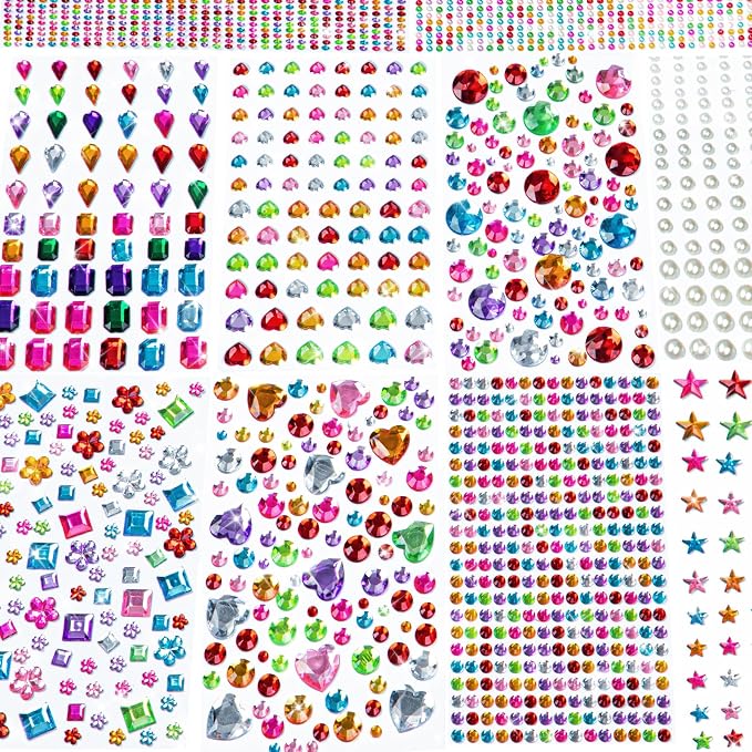 3062Pcs Gem Stickers-Self-Adhesive Face Jewelry Stickers, Acrylic Gems DIY by Rasoisof