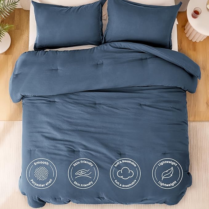 Love's cabin Navy Blue Twin/Twin XL Comforter Set, 2-Piece Prewashed Bed Set - Image 3