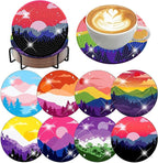 8 PCS Diamond Art Coasters Kits Moutain Sunset Diamond Painting Coaster | by Benjenes