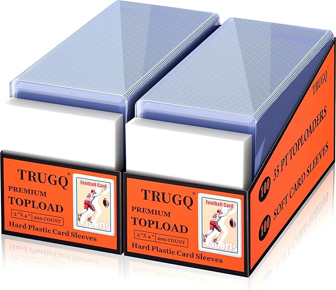 400 Card Sleeves Top Loads for Cards, Toploaders Hard Plastic for Trading Game by TRUGQCardGuardians