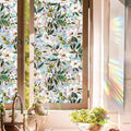 Floral Stained Glass Window Privacy Film, Retro Decorative Rainbow Window by UQRUI