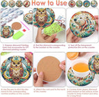ijbnhd 8 PCS Animals Diamond Art Coasters Kit | Animals Diamond Painting - Image 6
